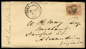 US #65 ON COVER, with lovely TARGET cancel,  well centered stamp,  CHOICE!