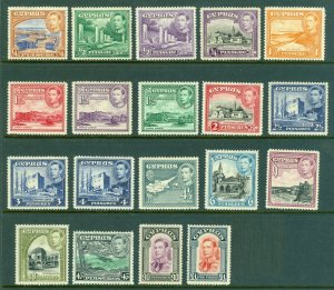 Sg 151-163 Cyprus 1938.1⁄4 ft TB One End Very Lightly Mounted Mint Set of 19-