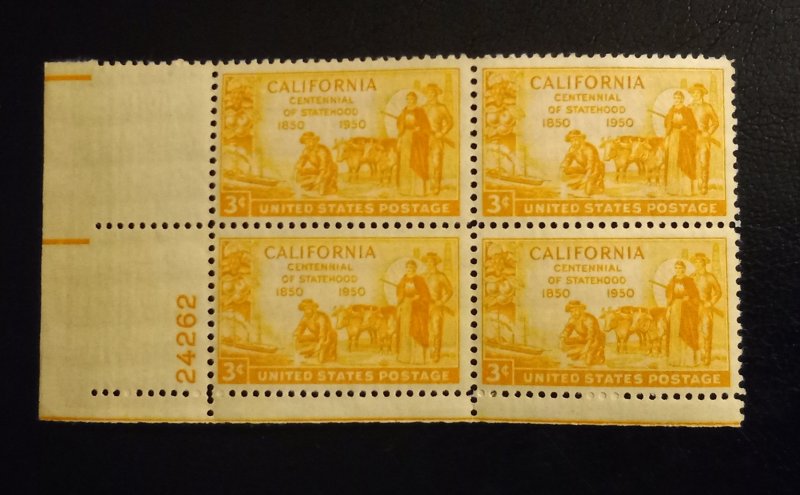 US Scott  #997 MNH , OG California Centennial 1950 P# Block Of (4) VF