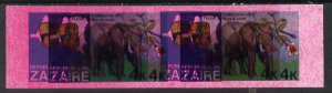 Zaire 1979 River Expedition 4k Elephant imperf proof pair...
