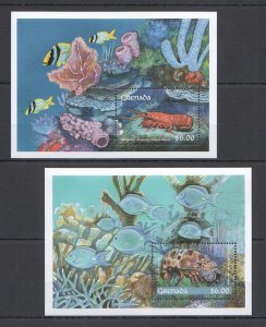 A0781 Grenada Fauna Fish & Marine Life Lobsters 2Bl Mnh