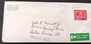 D)1975, CANADA, LETTER SENT TO U.S.A, FIRST CLASS AIR MAIL, WITH OLYMPIC GAME