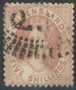 QUEENSLAND 1866 QV CHALON 5/- USED