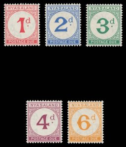 Nyasaland 1950 Postage Due set complete superb MNH. SG D1-D5. Sc J1-J5.