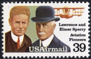 SC#C114 39¢ Lawrence & Elmer Sperry: Aviation Pioneers (1985) MNH