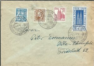 3 Kings & Cologne Cathedral set, Mi #69-72 on Philatelic Cover 1948 (48274)