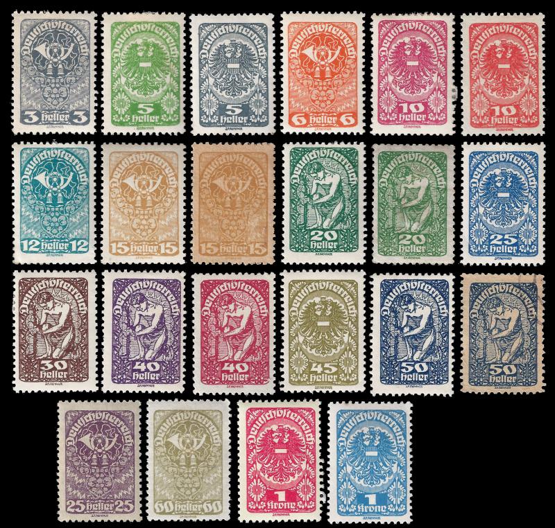 Austria 1919-23 Sc 200-218 mh (215s is used) complete