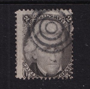 1867 Andrew Jackson Sc 73 used single 2c black CV $70 Black Jack (TD