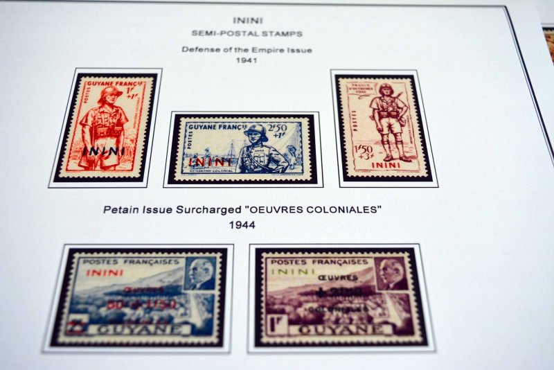 COLOR PRINTED ININI 1932-1942 STAMP ALBUM PAGES (9 illustrated pages)