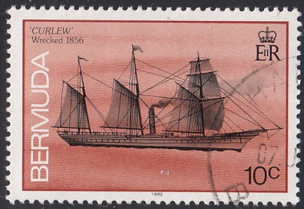 Bermuda 1992 used Sc #485a 10c Curlew, 1856 Inscribed 1992 Shipwrecks