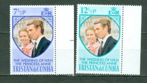 TRISTAN DA CUNHA 1973 ROYALS #189-190 MARGIN STAMPS SET MNH...$0.50