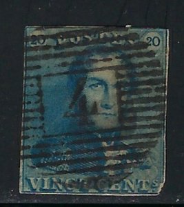 Belgium #2 Used 1849 issue; close trim; round corner (an3757)