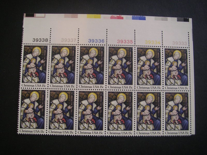 Scott 1842, 15c Madonna & Child, PB12 #39333-38 UR, MNH Christmas Beauty