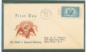US CE1 1934 16c Special Delivery airmail (Great seal of the USA) single on an addressed first day cover with an unknown cachet m
