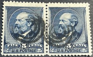 U.S. # 216--USED---PAIR---INDIGO---1888