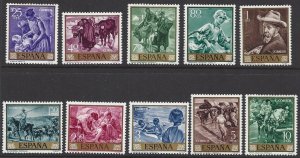 Spain #1215-24 MNH set, Joaquin Sorolla paintings, issued 1964
