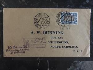 1929 Tallinn Estonia Attractive Register Cover to Wilmington USA