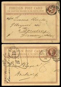 Great Britain 1876 & 1878  Foreign Post Card Use