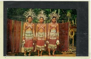 SARAWAK DYAK DANCERS POST CARD 1972 SENT SIBU TO USA  PO228A H