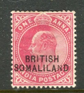 SOMALILAND PROTECTORATE; 1903 India Ed VII Optd. issue Mint hinged 1a. value 