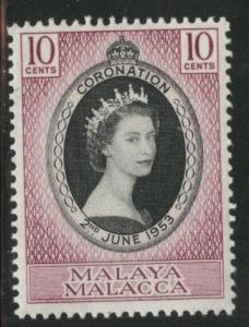 Malaya Malacca Scott 37 MH*  1953 stamp 