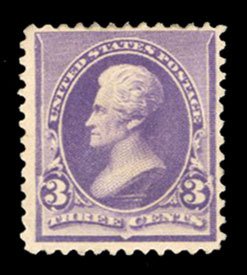 United States, 1890 Issue #221 Cat$55, 1890 3c purple, heavy hinge remnant