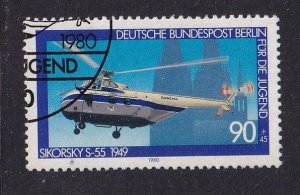 Germany  Berlin #9NB167 used  1980 aviation 90pf  Sikorsky-55