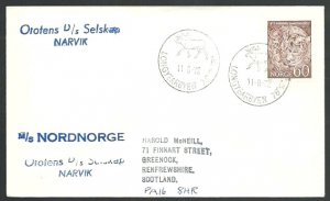 NORWAY 1972 SPITZBERGEN ship cover M/s NORDNORGE ex Longyearbyen...........62478