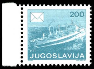 YUGOSLAVIA Sc 1807 XF/MNH- 1986 200d - Freighter in High Seas-Very Well Centered