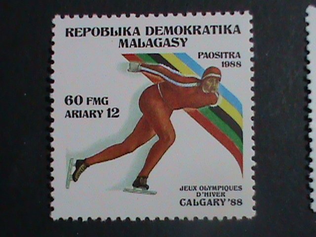 MALAGASY STAMP:1988-SC#846-50 CALGARY'88  WINTER OLYMPIC GAMES STAMPS MNH SET.