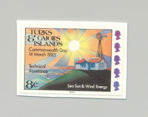 Turks & Caicos #556 Wind & Solar Energy 1v Imperf Proof on Card