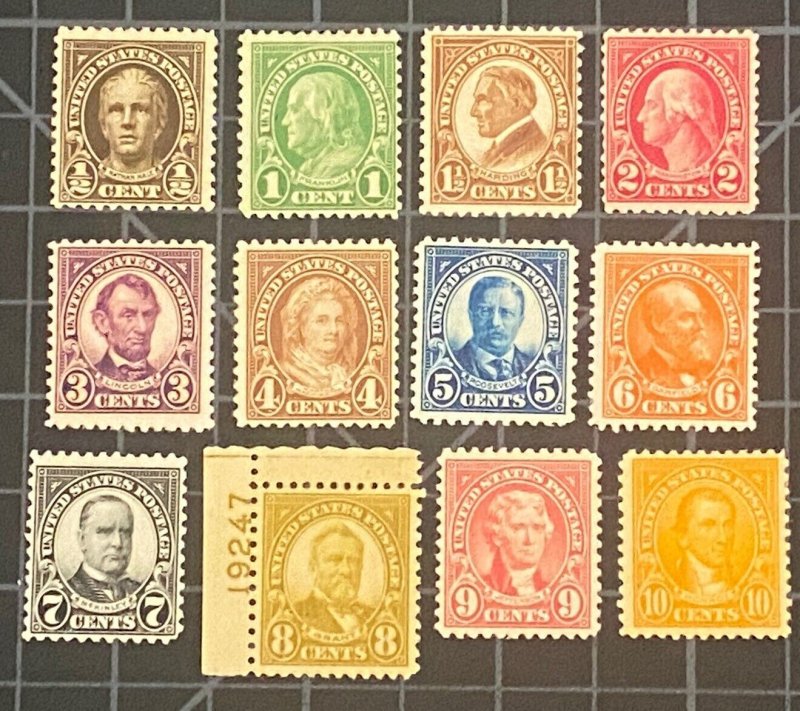 US Stamps - SC# 551 - 562 - MOGH - SCV = $149.95