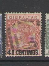 Gibraltar Sc 26 1889 40 c ovpt Victoria stamp used