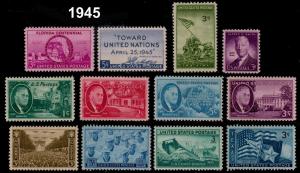 1945 Complete Year Singles Set, MNH