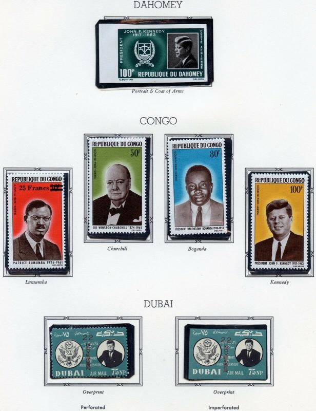 DAHOMEY, DUBAI OVP'T JOHN F KENNEDY MEMORIAL STAMPS IMPERF MINT NH & CONGO SET