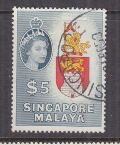 SINGAPORE, 1955 $ 5.00 Arms, used.