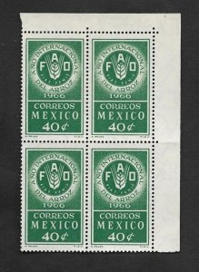 SD)1966 MEXICO  INTERNATIONAL YEAR OF RICE, FAO EMBLEM 40C SCT 973, B/4 MNH