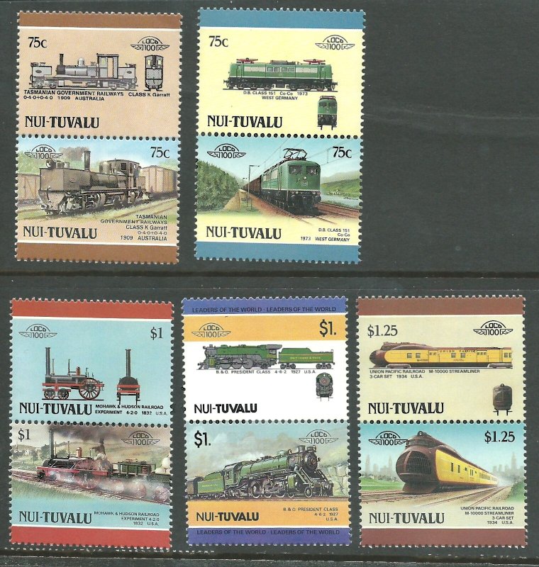 Tuvalu -Nui 2-24   Locomotives   Mint NH VF 1984-88 PD