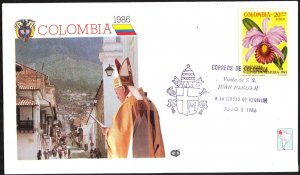 Colombia 1986 Visit of Pope Jon Paul II Ciudad de Medellin Special Cancel