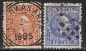 NETHERLAND-INDIES SC# 9+12  **USED** 1870-88      SEE SCAN