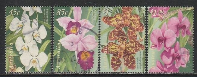 1998 Australia - Sc 1681-4 - used VF - 4 single - Orchids