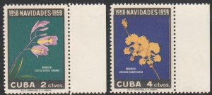 1958 Cuba Stamps Christmas Orchids Complete Set MNH