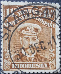 Rhodesia Admiral 1½d with Shangani Code H (DC) postmark