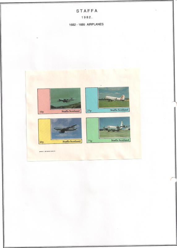 SCOTLAND - STAFFA - 1982 - Airplanes #1 - Imperf 4v Sheet - MLH