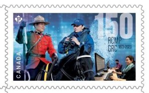 qlp. RCMP = ROYAL CANADIAN MOUNTED POLICE 150th=single CUT fr BK Canada 2023 MNH