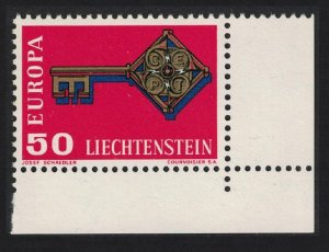 Liechtenstein Key with CEPT in handle Europa Corner 1968 MNH SG#490