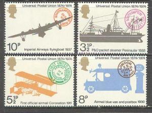 GREAT BRITAIN Sc# 720 - 723 MNH FVF Set4 UPU Ship Airplane  