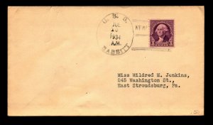 1934 USS Babbitt Cover / Paper Clip Top Mark / No Cachet - N522