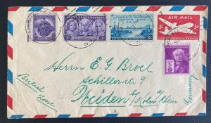 1949 Manhasset NY USA Airmail Stationery Cover To British Zone Germany