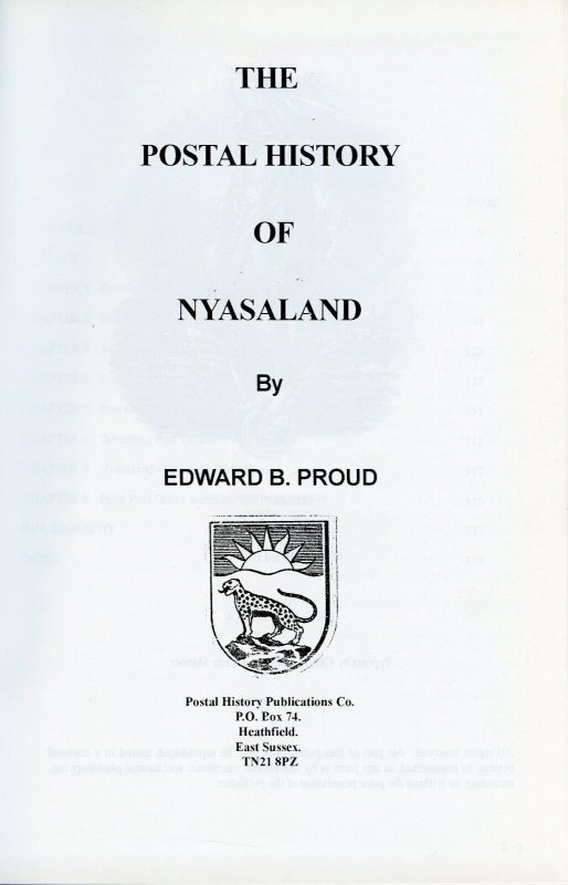 POSTAL HISTORY OF NYASALAND BY EDWARD B. PROUD NEW BOOK BLOWOUT